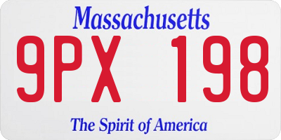MA license plate 9PX198