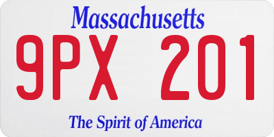 MA license plate 9PX201