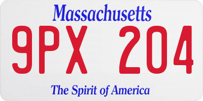 MA license plate 9PX204