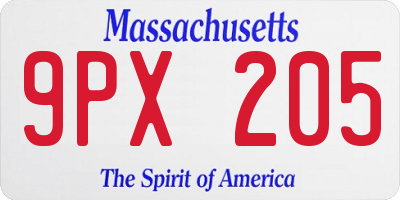 MA license plate 9PX205