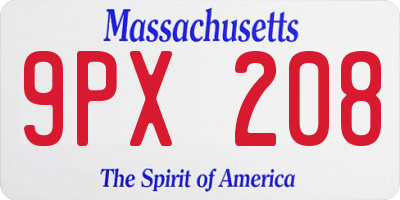 MA license plate 9PX208