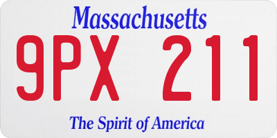 MA license plate 9PX211