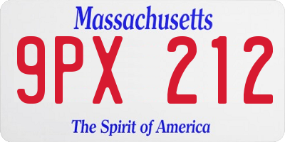 MA license plate 9PX212