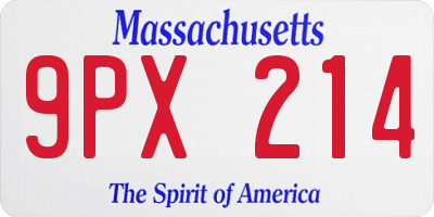 MA license plate 9PX214