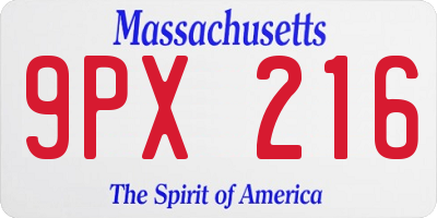 MA license plate 9PX216