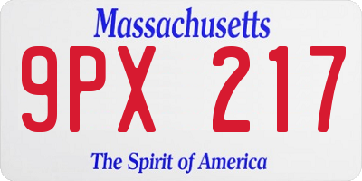 MA license plate 9PX217
