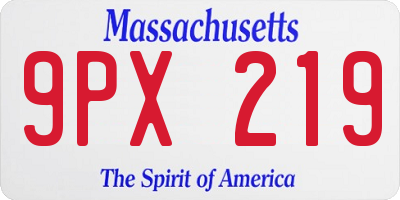 MA license plate 9PX219