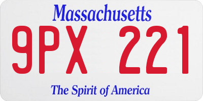 MA license plate 9PX221