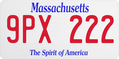 MA license plate 9PX222