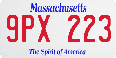 MA license plate 9PX223