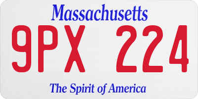 MA license plate 9PX224