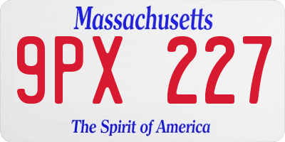 MA license plate 9PX227