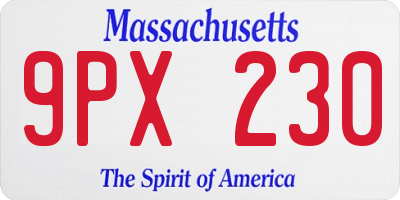 MA license plate 9PX230