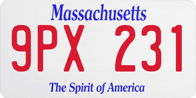 MA license plate 9PX231