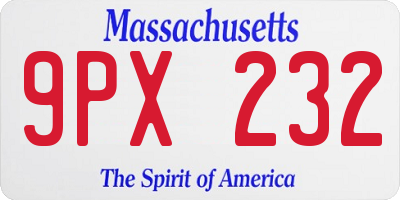 MA license plate 9PX232