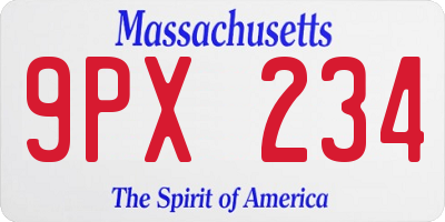 MA license plate 9PX234