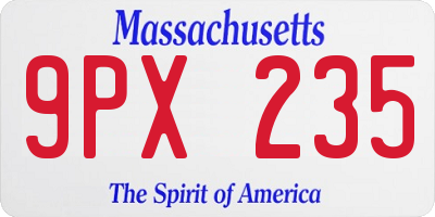 MA license plate 9PX235