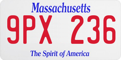 MA license plate 9PX236