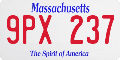 MA license plate 9PX237