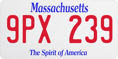 MA license plate 9PX239