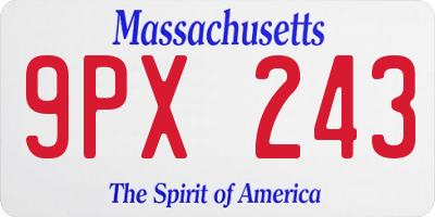 MA license plate 9PX243