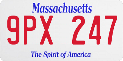 MA license plate 9PX247