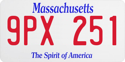 MA license plate 9PX251