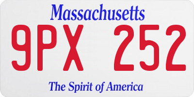 MA license plate 9PX252