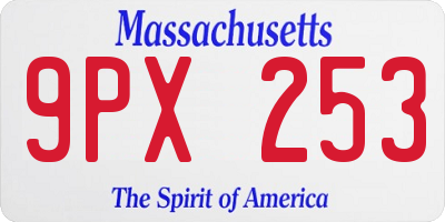 MA license plate 9PX253