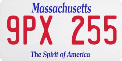 MA license plate 9PX255