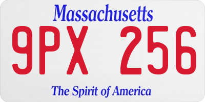MA license plate 9PX256