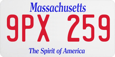 MA license plate 9PX259