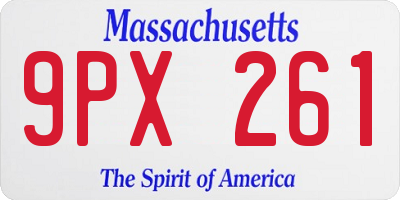 MA license plate 9PX261