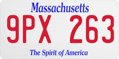 MA license plate 9PX263