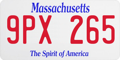 MA license plate 9PX265