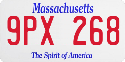 MA license plate 9PX268