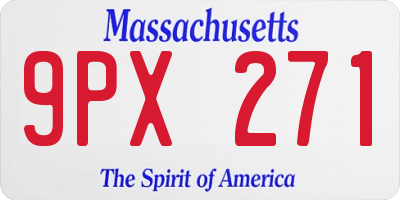 MA license plate 9PX271