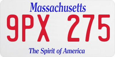 MA license plate 9PX275