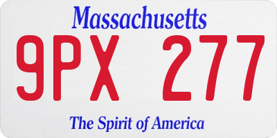 MA license plate 9PX277