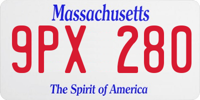 MA license plate 9PX280