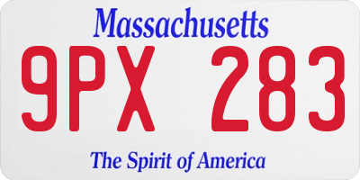 MA license plate 9PX283