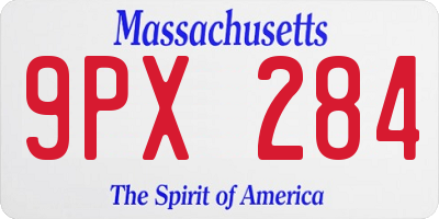 MA license plate 9PX284