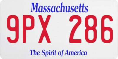 MA license plate 9PX286