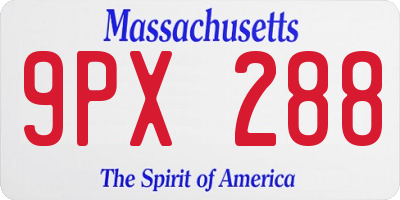 MA license plate 9PX288