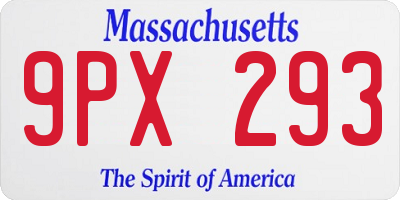 MA license plate 9PX293