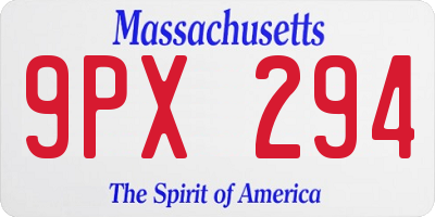 MA license plate 9PX294