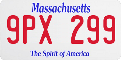 MA license plate 9PX299