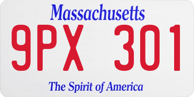 MA license plate 9PX301