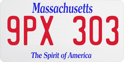 MA license plate 9PX303