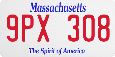 MA license plate 9PX308